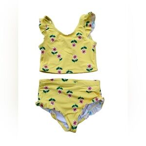Hanna Andersson Size 130, 8, Yellow Floral Print Two Piece Swimsuit Tankini